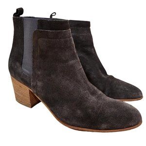 Vince. Grey Suede Leather Ankle Bootie Block Heel Boot Made In Italy Womn sz 9.5
